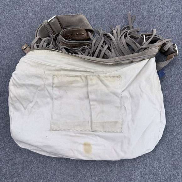 GAP 100% Cow Suede Fringe Hobo Shoulder Bag Boho Western Taupe - Picture 8 of 13